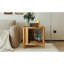 Table basse ronde 19,7 pouces avec plateau tournant, détails en rotin et rangement caché, brun chaud