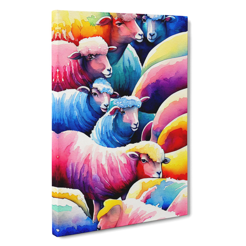 Watercolour Sheep No.3 - Wrapped Canvas Painting, 60cm H x 40cm W x 3cm D