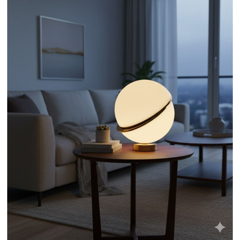 1-Light Gold Table Lamp With A White Acrylic Shade