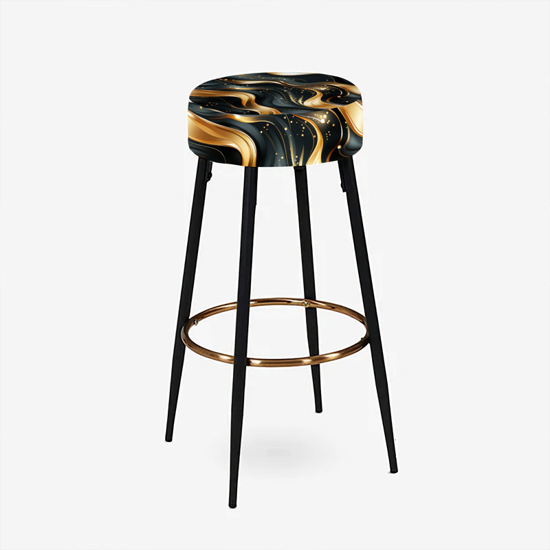Midnight Charm Gold And Black - Marble Bar Stools Set Of 2