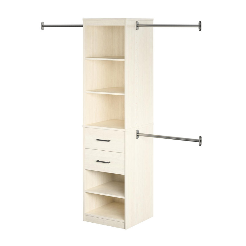Organisateur de garde-robe à 5 tablettes / 2 tiroirs Kelly avec 3 tiges de suspension réglables Kelly