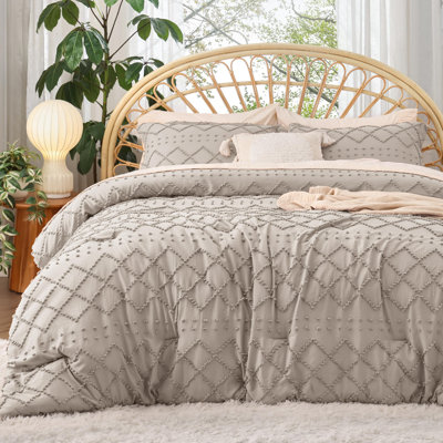 Bedsure Embroidered Tufted All-Season Comforter Set (Set of 3)