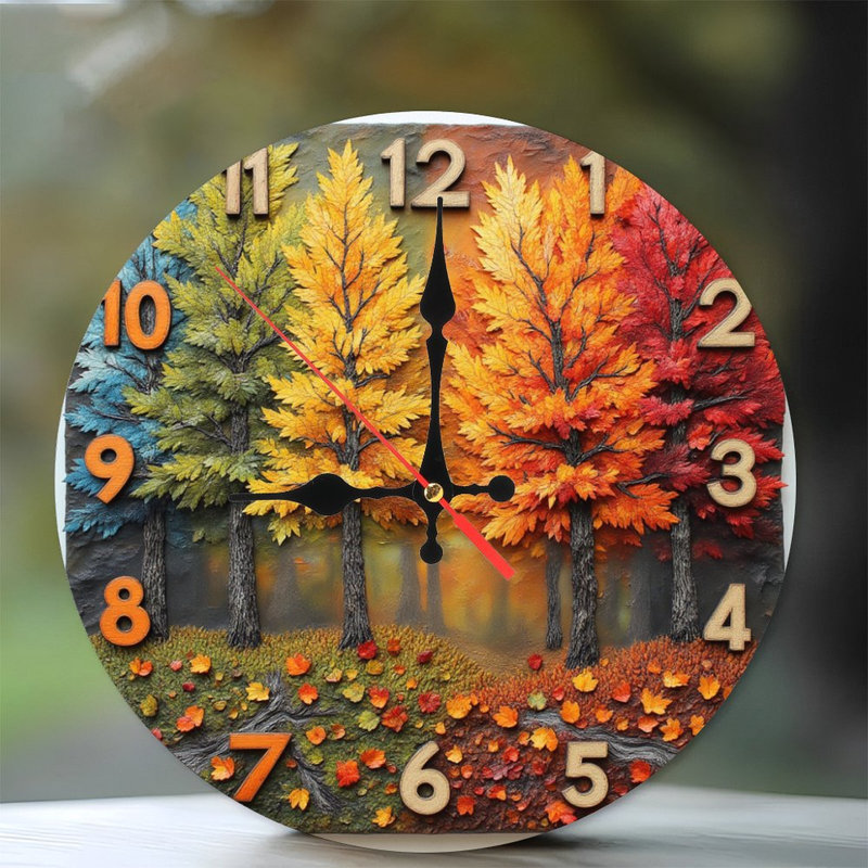 Horloge murale feuilles d'automne