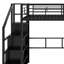 Lit mezzanine en métal avec poste de travail intégré, garde-robe, escalier de rangement et DEL-1259341265-1259341264