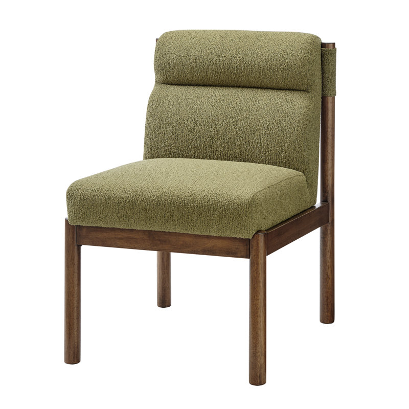 Yanahi Upholstered Dining Side Chair, Green, Brown, Brown