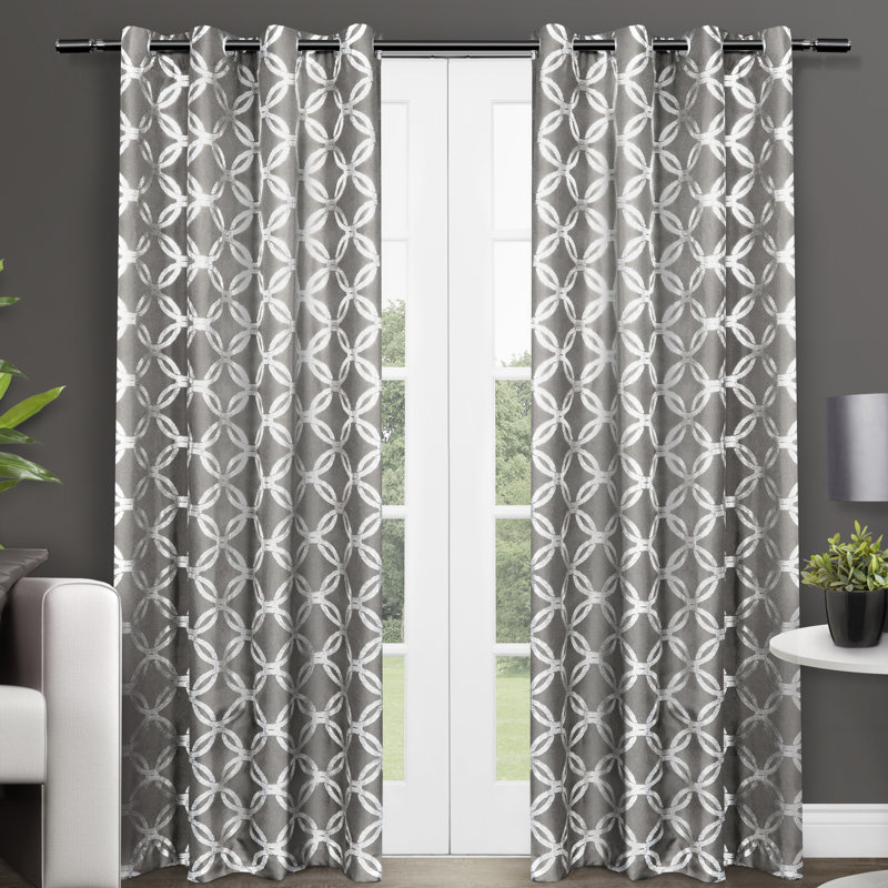 Paire de rideaux semi-transparents avec œillets, Perle noire, l 54 po x L 84 po
