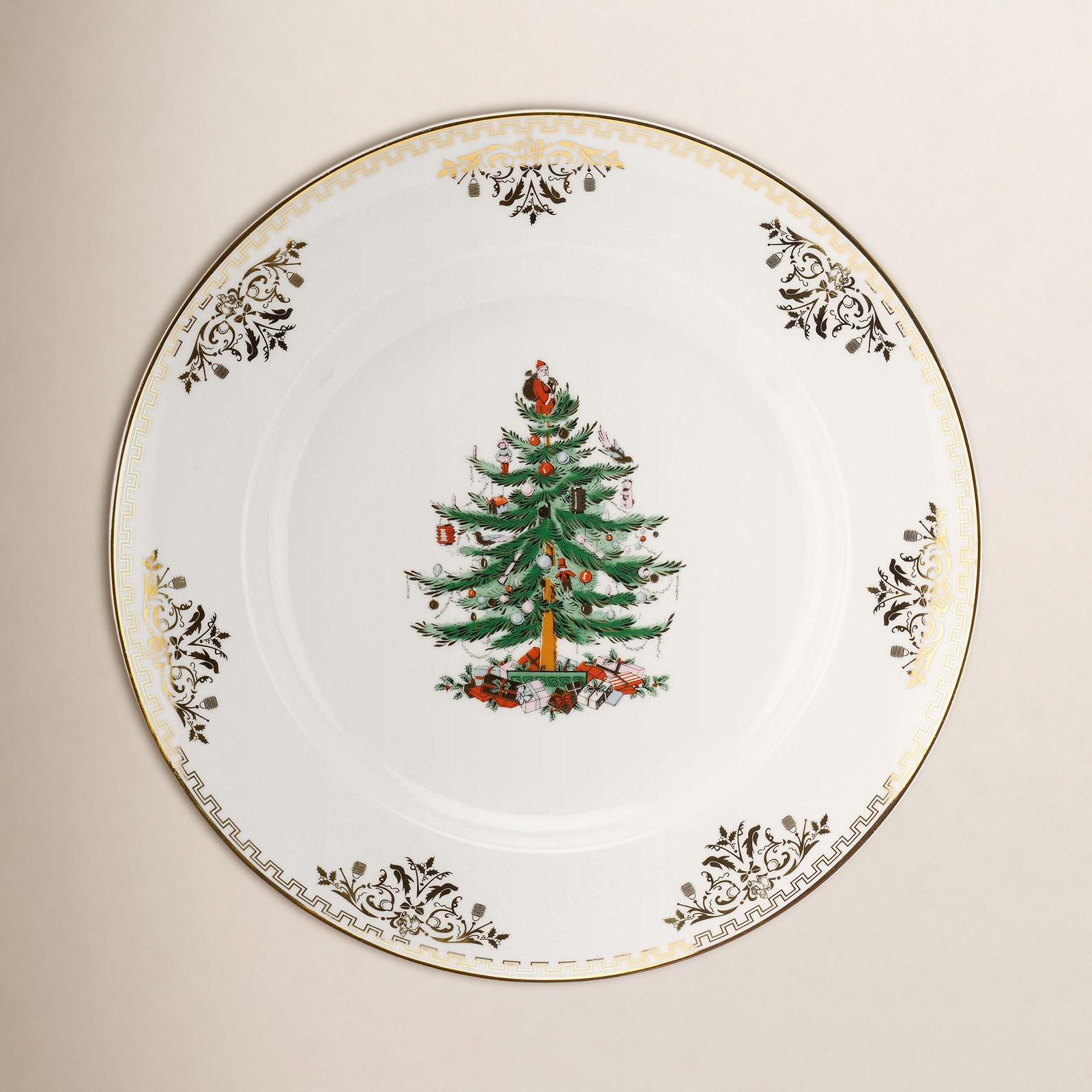 Christmas Tree Gold 10" Dinner Plate