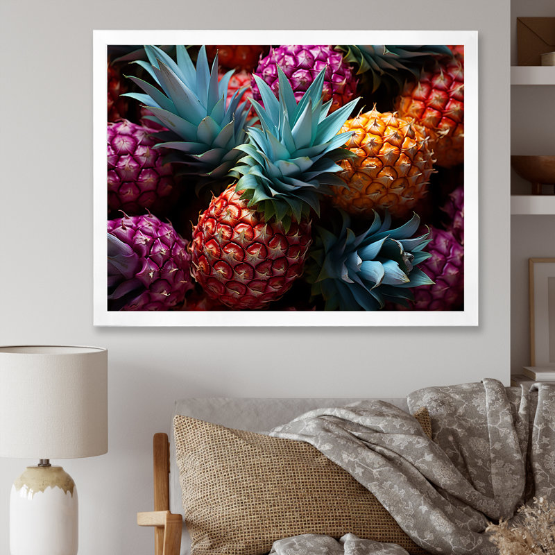 Nectar néon ananas III, Cadre photo blanc, H 24 po x l 32 po x P 1 po