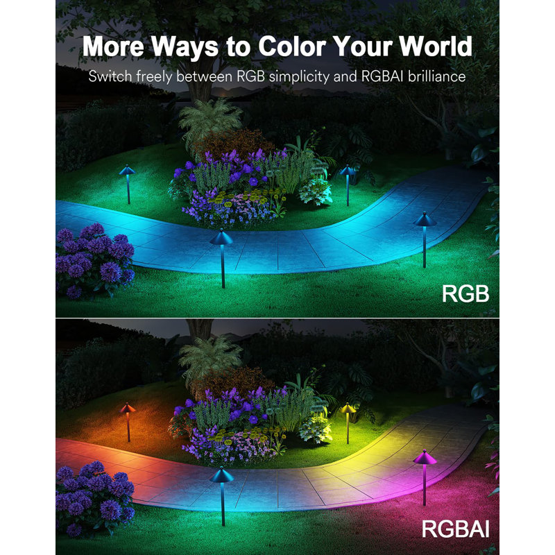 Lumary Smart Low Voltage Pathway Lights, Landscape Path Lights with RGBAI Color Changing, App/Remote Control, IP65 Waterproof