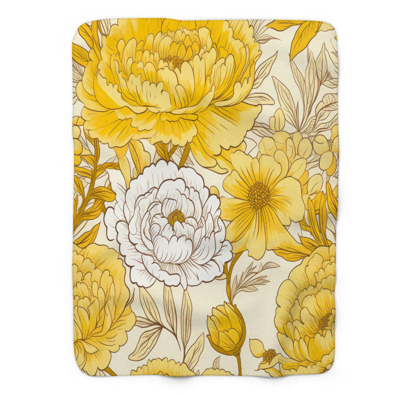 Golden Sand Petal Parade - jeté en sherpa de qualité supérieure 1 pièce, L 60 po x L 80 po