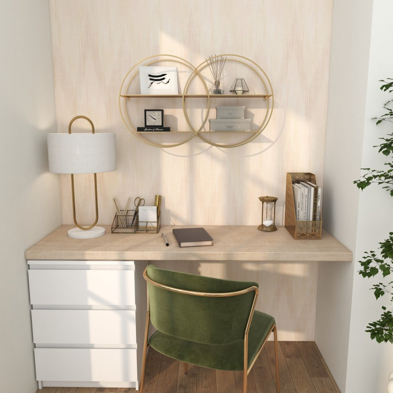 Étagère murale contemporaine en métal doré 18 x 30 x 6 Cosmoliving par Cosmopolitan