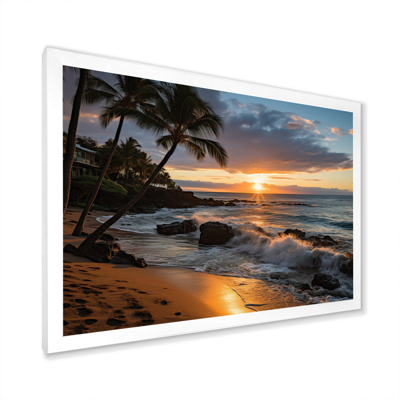 «Aloha Tropical Dreamscape I - Maui», art mural, H 16 po x l 32 po x P 1 po, Cadre photo blanc