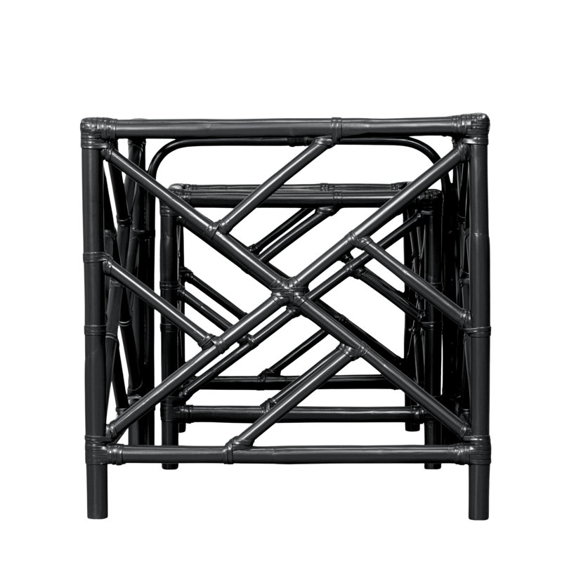 Chippendale Glass Nesting End Table, Black