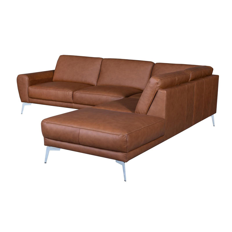 Edenilson 5 Seater Corner Sofa , Cognac, Right Hand Facing