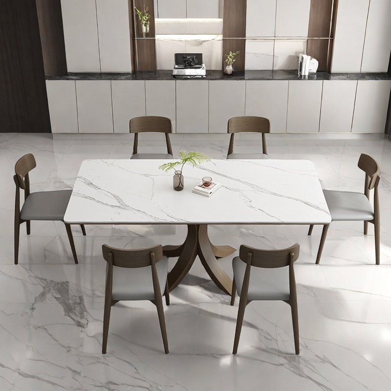Italian style simple rectangular dining table sets, 29.5"H x 63"L x 31.5"W