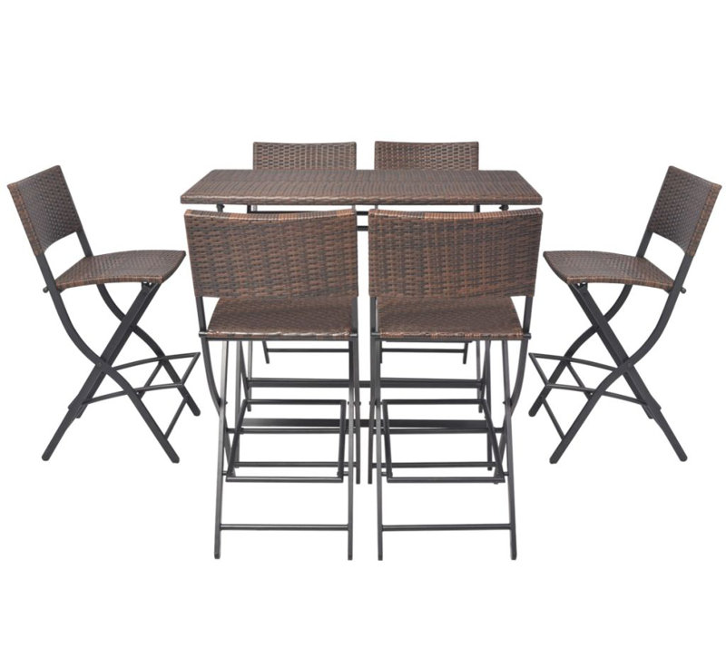 Amesville Patio Dining Set with Rectangular Table, Brown