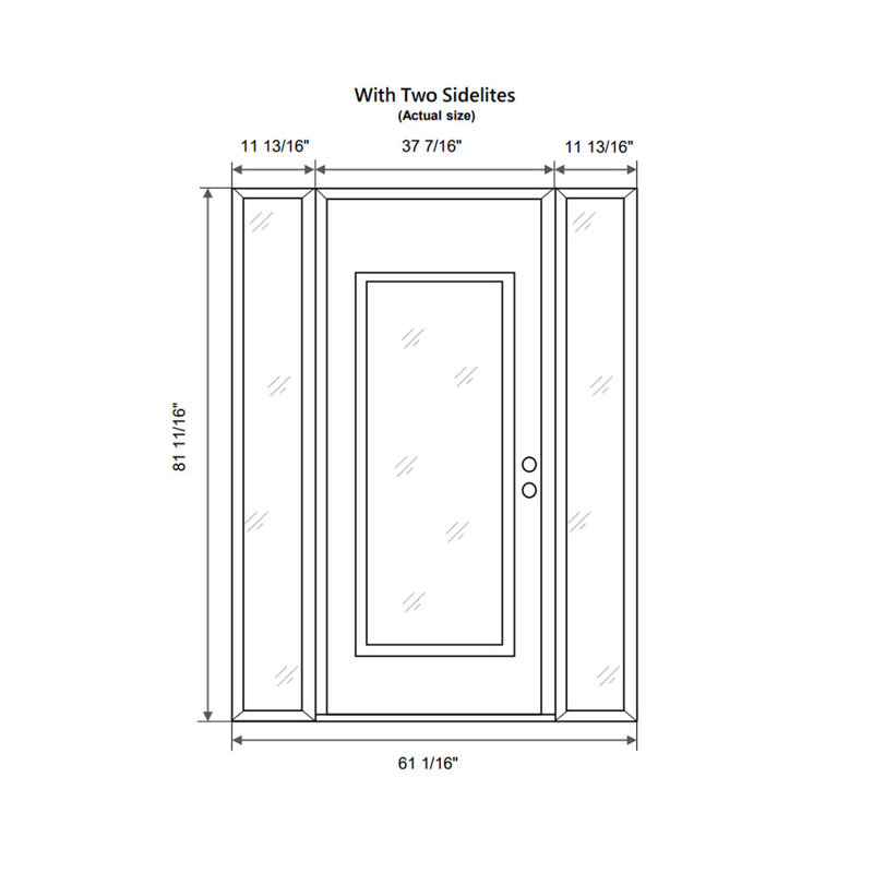 Porte d'entrée avant prémontée à panneau latéral en acier noir / blanc avec panneau latéral, Oui, L 61,69 po x H 81,69 po