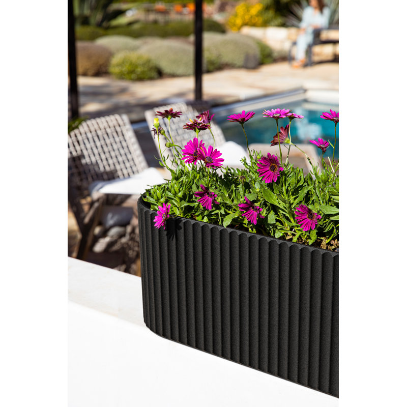 Black 36-inch Plastic-Stone Composite Outdoor Window Box Planter