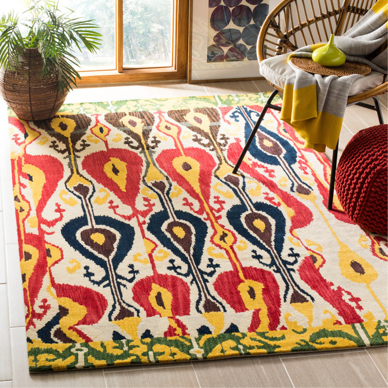 Kline Ikat Hand Tufted Wool Ikat Rug