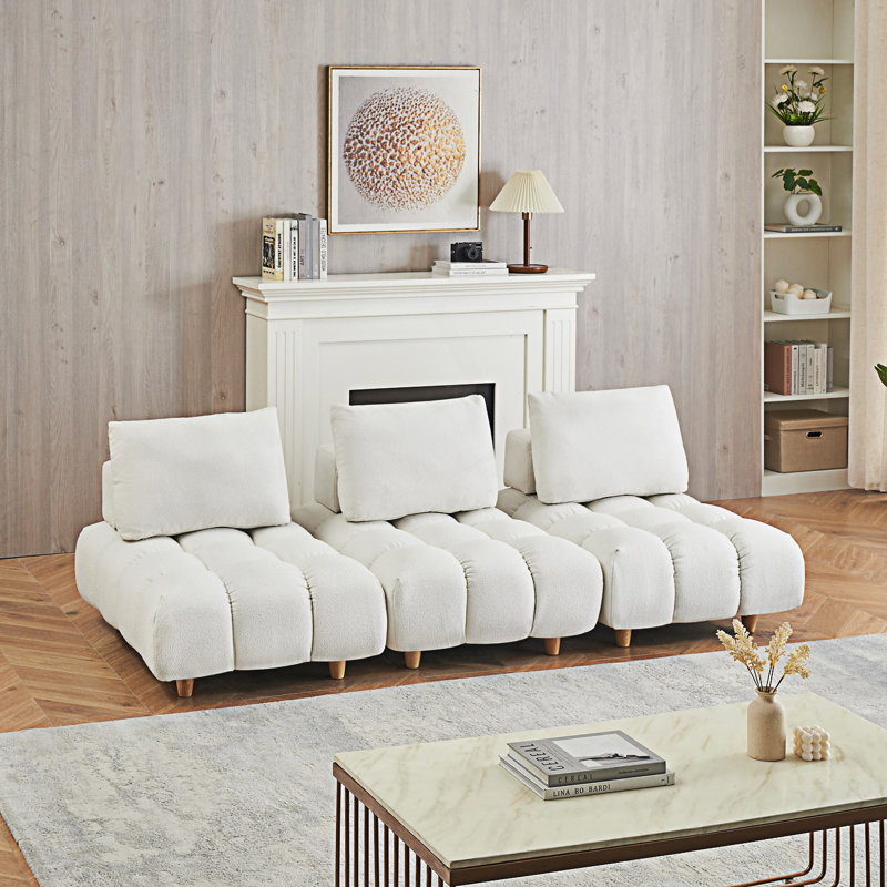 Canapé 2 places Mid-Century, 3, Beige
