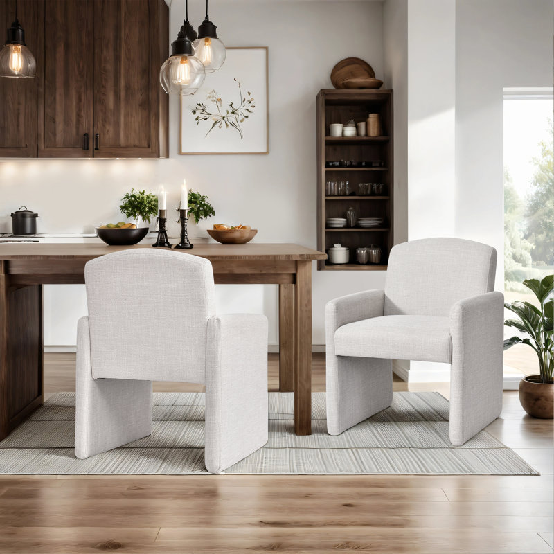 23.6" Wide Modern Square Arm Dining Chair With Fully Upholstered Backrest