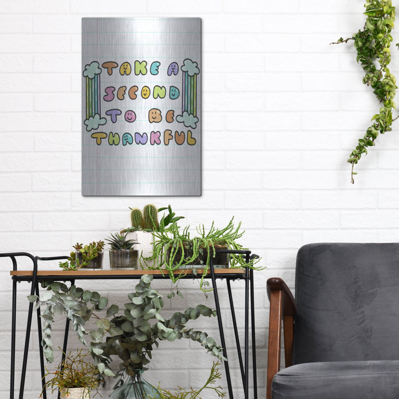  «Take A Second To Be Thankful» par Club Daydream, art mural en métal, 12 po x 16 po, H 16 po x l 12 po