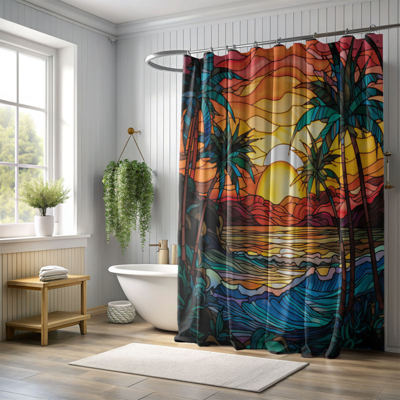 Rideaux de douche 1 pièce Sunset, H 74 po x l 71 po