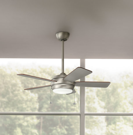 Ventilateur de plafond d'intérieur en nickel brossé Kichler Starkk, Nickel brossé avec pales argent