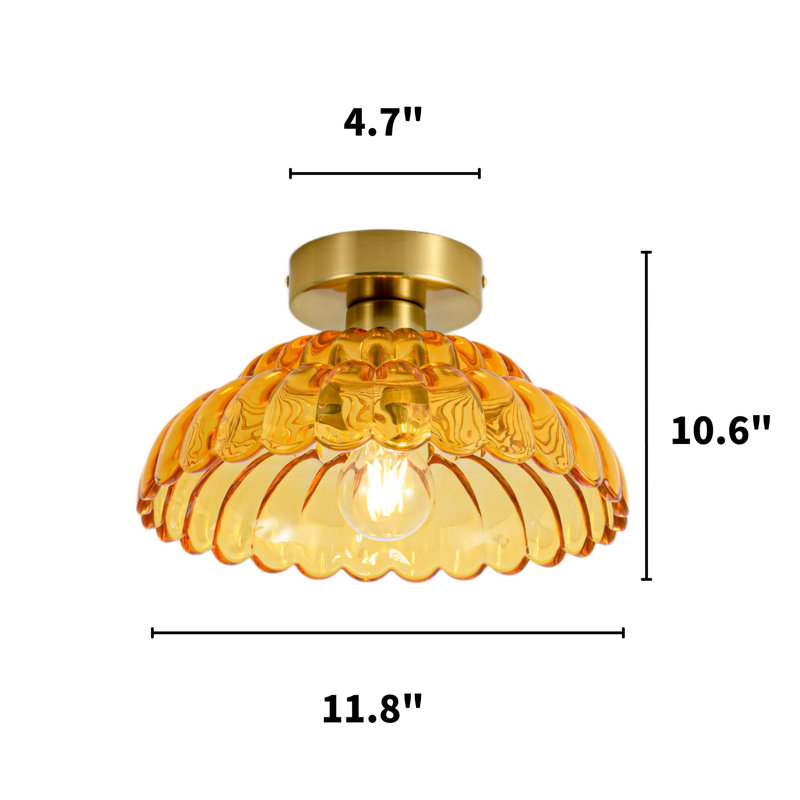 Plafonnier moderne à une lumière avec abat-jour en verre ambré, Ambre