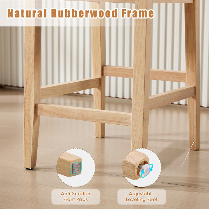Tabouret de bar Albia Modern Farmhouse, Beige, Naturel