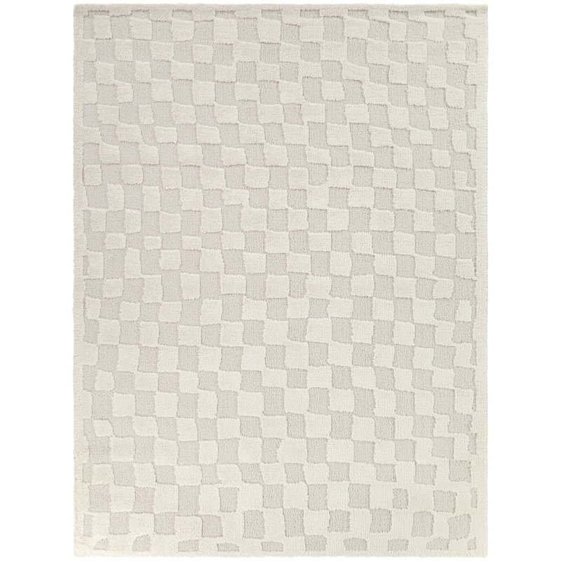 Bingham Cream Abstract Checkered Area Rug, Rectangle 5'3" x 7'