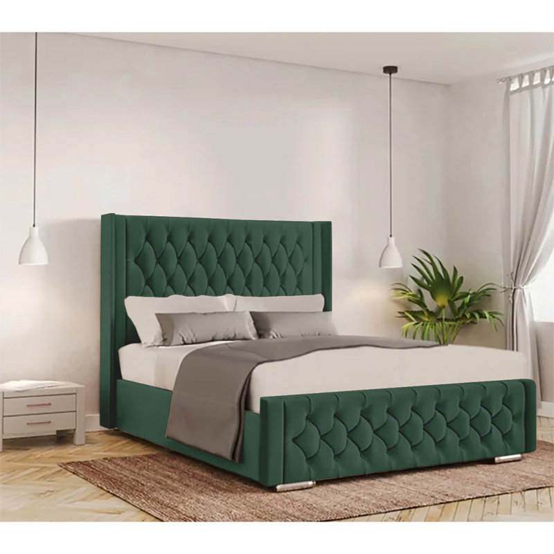 Athlene Upholstered Bed Frame, Single (3'), Emerald