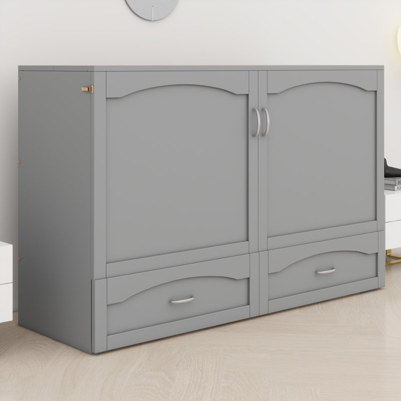 Lit escamotable Murphy avec tiroir et ensemble de prises et ports USB, structure de poulie