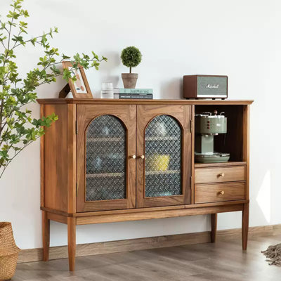Buffet arqué entièrement en bois et verre