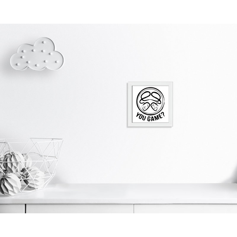 Décoration murale pour enfants avec emblème de jeu, H 14 po x l 14 po x P 0,63 po, Cadre blanc
