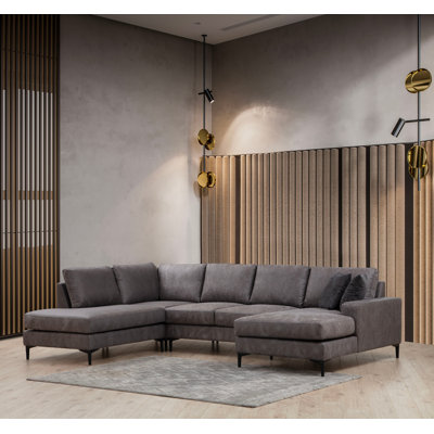 Stylish Corner Sofa, Anthracite Color, 78.7 x 123.6 x 59.1 inches | Beech Wood & Chipboard Frame, 100% Polyester Fabric, Dry-Cleanable | Soft Grey Foam & Silicone Foam Cushions for Ultimate Comfort