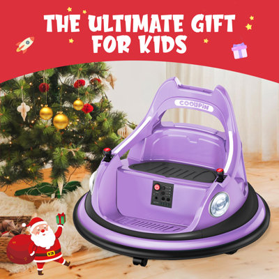 Forever Source 12V Kids Bumper Car with Remote Control, 360 Degree Spins, Dual Driving Modes, LED Lights & Music, Ages 3-5, Purple
