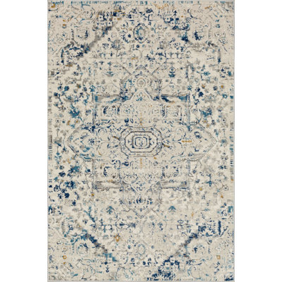 Castor Blue Ornamental Medallion Area Rug