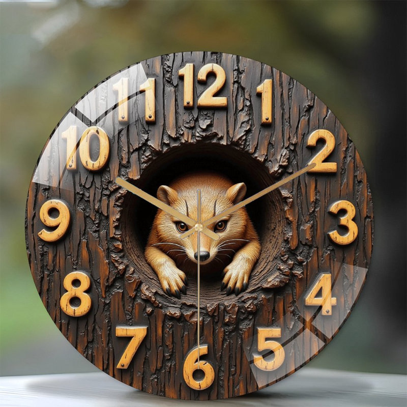 Horloge murale rétro vintage en bois avec chiffres - horloge murale moderne en verre 12 po