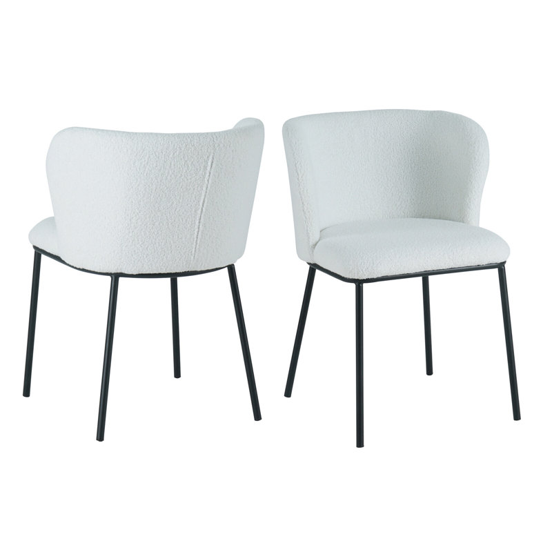 Lucien 48cm H 100% Polyester Upholstered Metal Upholstered Back Side Chair in White