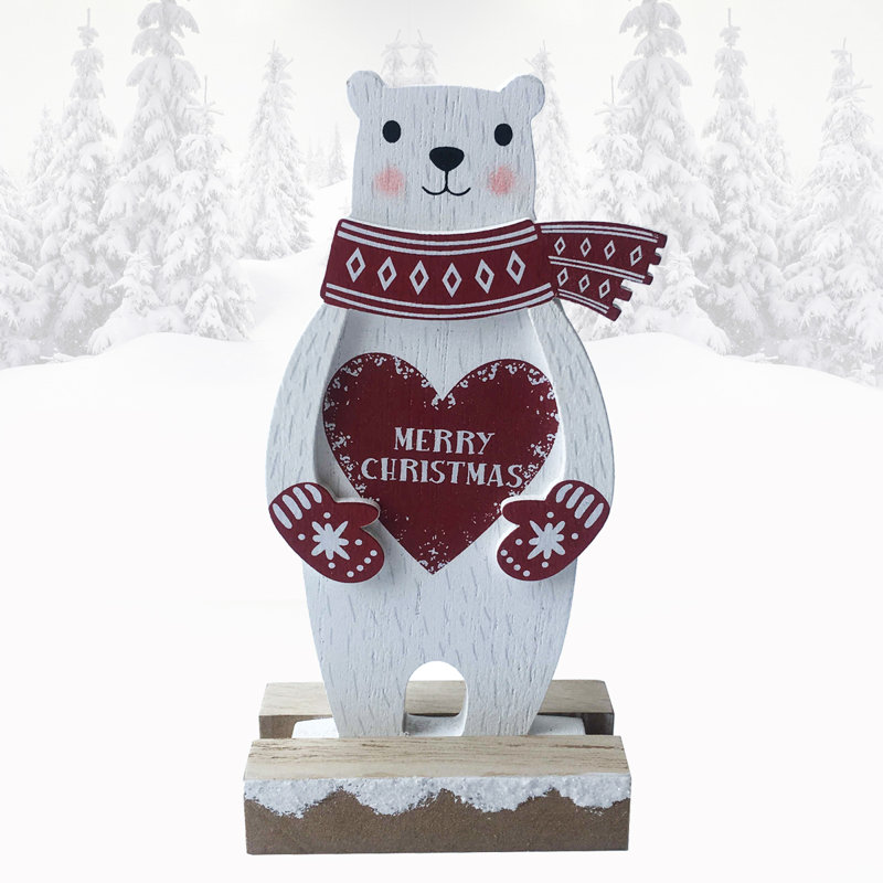 Polar Bear Merry Christmas Standing Wooden Plaque