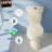 17.5" Round ADA Height Toilet Two Piece Tall Toilet 1.1/1.6 GPF Dual Flush Bone, Map Flush 1000g with Soft Close Seat-110223119