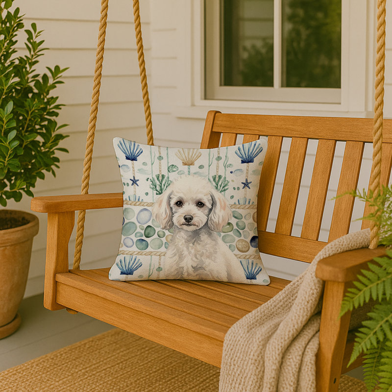 Coussin Miniature, Caniche blanc miniature, Carré 18 po