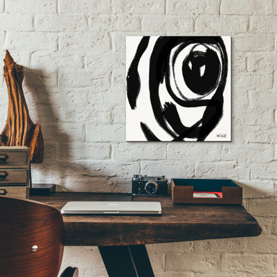 «Black and White Abstract 1» par Anne Tavoletti, art mural en verre acrylique, 12 po x 12 po