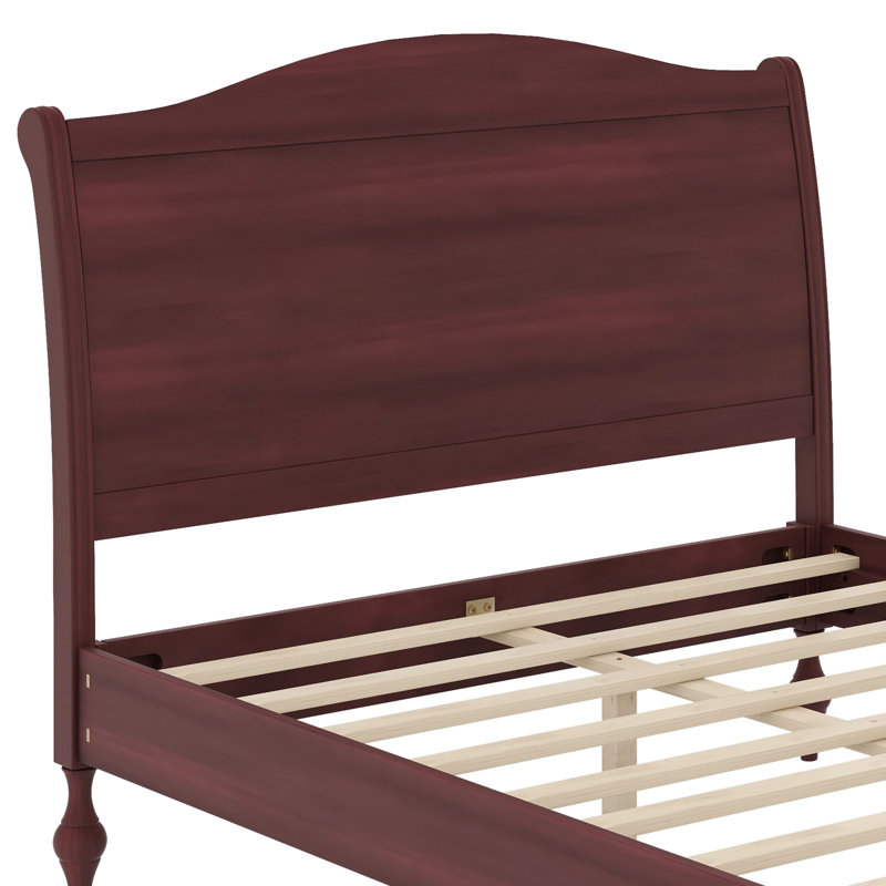 Lit plateforme classique avec tête de lit arquée Classic, Double, Noyer foncé