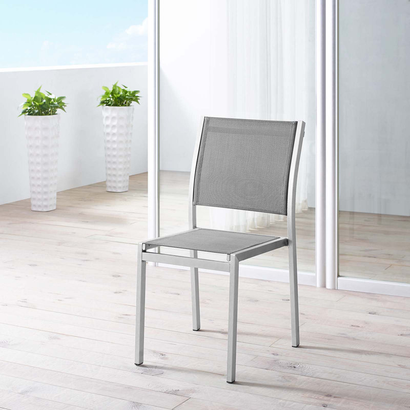 Chaise de patio d'extérieur en aluminium Shore, Gris