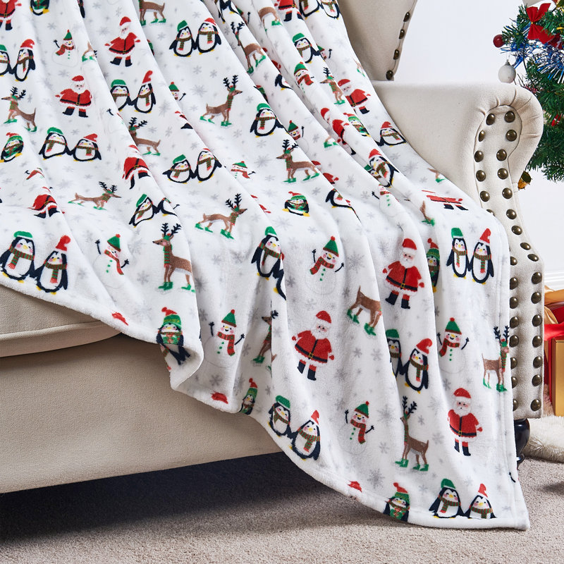 Jolly North Pole Christmas Fleece Reversible Throw Blanket