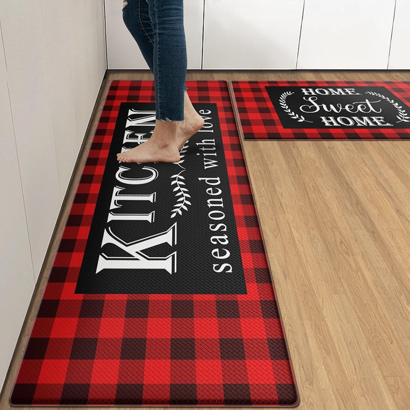 Tapis de cuisine noir et rouge en paquet de 2