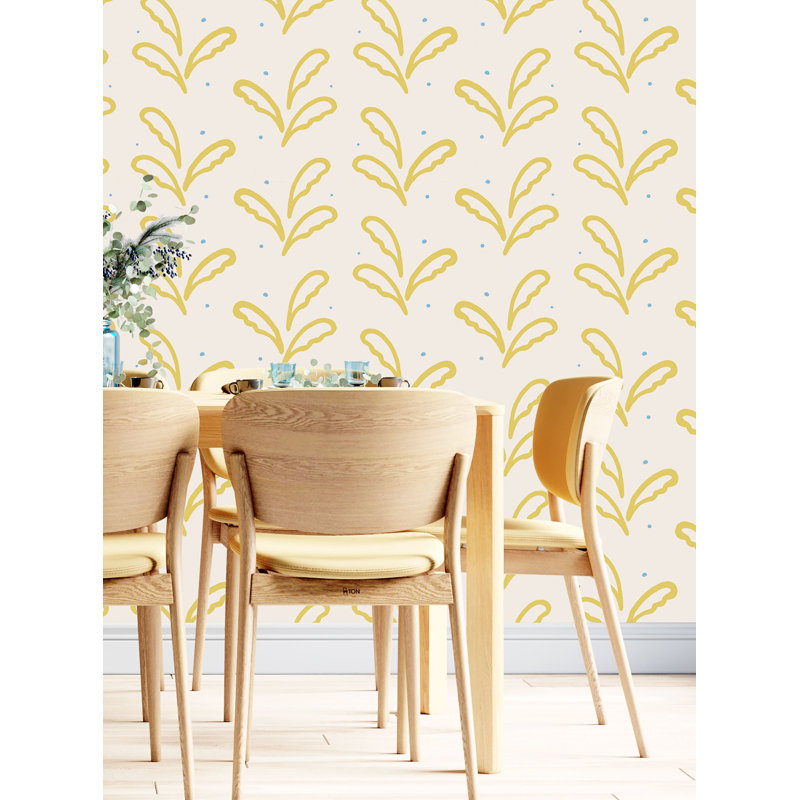 Banana Leaf 33' L x 20.5" W  Wallpaper Roll, Yellow