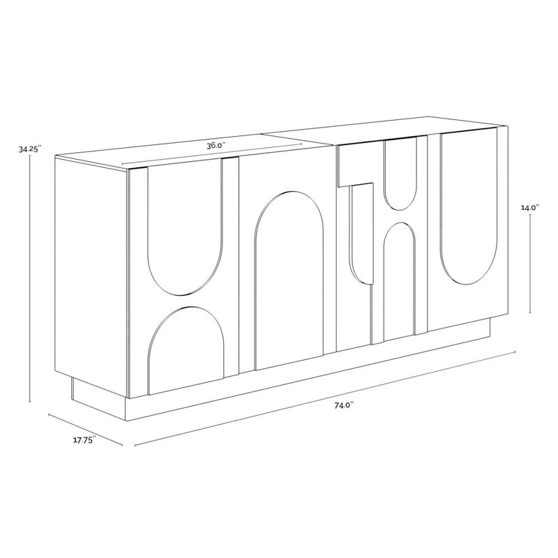 74'' W Solid Wood Sideboard